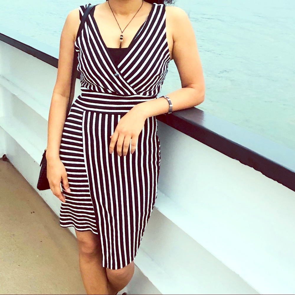 Just Me Striped bodycon dress